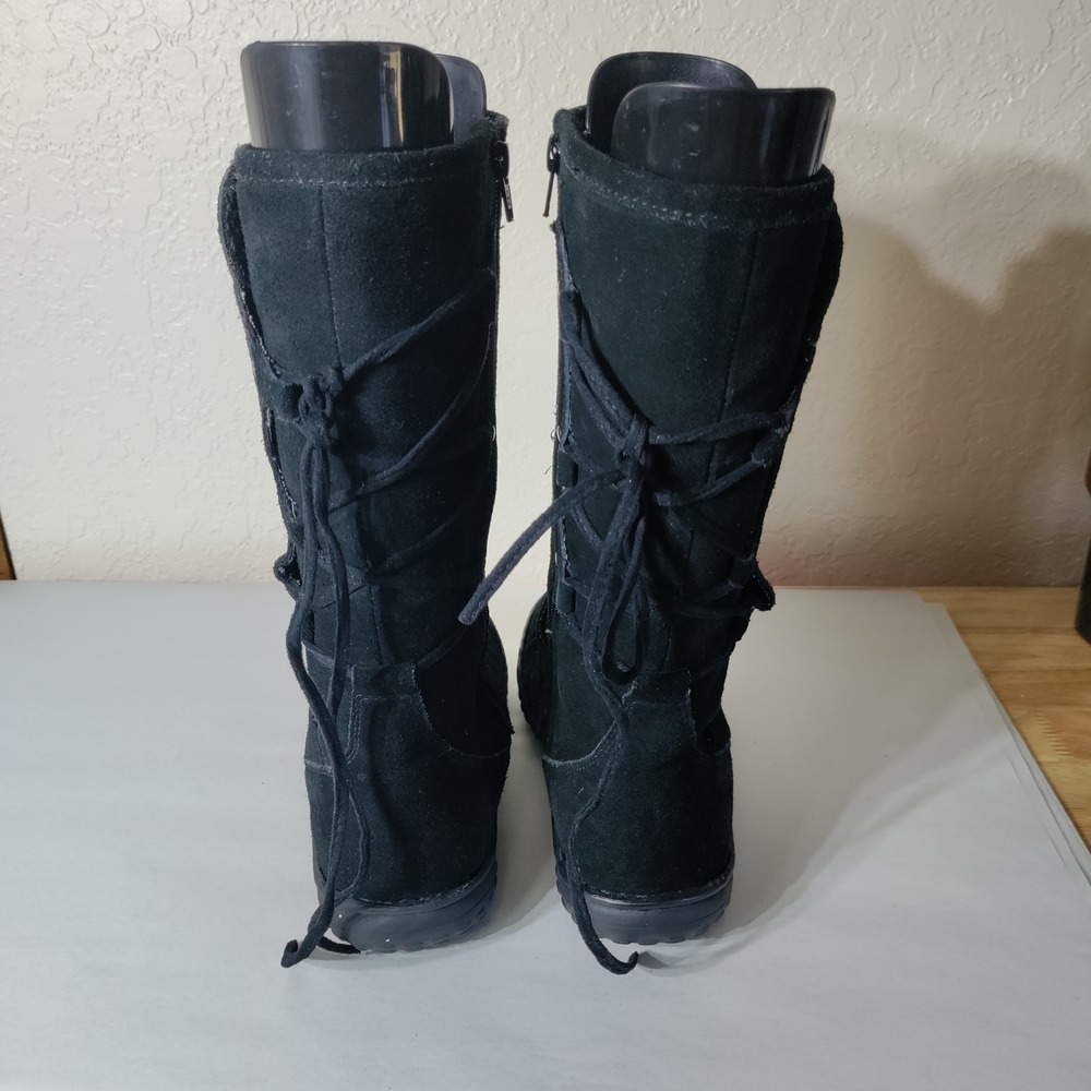 Harley-Davidson Womens D85385 Black Suede Lace Up Back Mid Calf Boots Size 9 - Picture 4 of 10